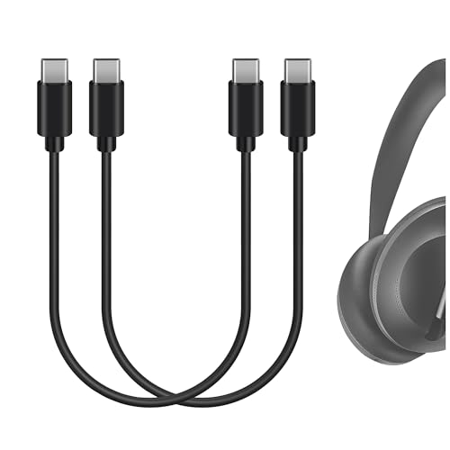 GEEKRIA Type-C Kopfhörer, Earbuds kurzes Ladekabel, kompatibel mit Bose 700ANC, QC45, QC Earbuds II, Sport Earbuds Ladegerät, USB-C auf USB-C Ersatz-Netzladekabel (1ft/30cm 2er-Pack) von GEEKRIA