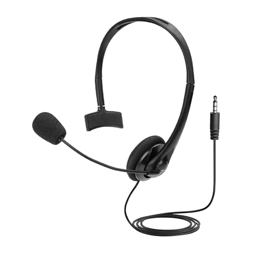 GEEKRIA USB-Headset mit Mikrofon, Computer-Kopfhörer, kabelgebunden, Einohr-Headset mit Mikrofon, 330-Grad-Galgenmikrofon für rechts/linkes Ohr für Handy, PC, Skype (schwarz) von GEEKRIA