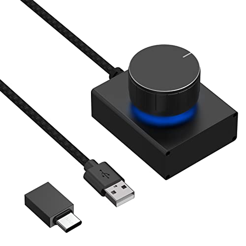 GEEKRIA USB-Lautstärkeregler-Regler mit drehbarer Lautstärkeregelung und EIN-Tasten-Stummschaltfunktion, PC/Telefon, Audio-Fernbedienung, unterstützt Win 7, 8, 10, Vista, Android (5FT /1,5 m Kabel) von GEEKRIA