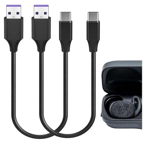 GEEKRIA USB-Ohrhörer, veganes Leder, Schnellladekabel, kompatibel mit JayBird Vista 2, JBD-VST-001, Vista-Ladegerät, USB auf USB-C-Ersatz-Ladekabel, kurzes Ladekabel, 30 cm, 2 Stück von GEEKRIA