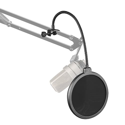 GEEKRIA for Creators Mikrofon-Pop-Filter,15,2 cm Mikrofon-Filterschild, Flexible Schwanenhals-Antipop-Maske mit C-Klemme, Wind-Pop-Schutz,kompatibel mit Rode NT-USB, PodMic, Neumann TLM103 (Größe L) von GEEKRIA