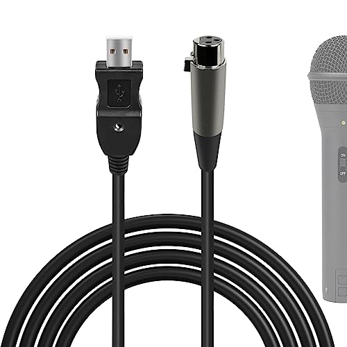 GEEKRIA for Creators USB to XLR Female Microphone Cable 3.0 m/3M, Compatible with Fifine K688, AmpliGame AM8, Shure MV7, Samson Technologies Q2U, Rode PodMic, Balanced Mic Cord (Black) von GEEKRIA