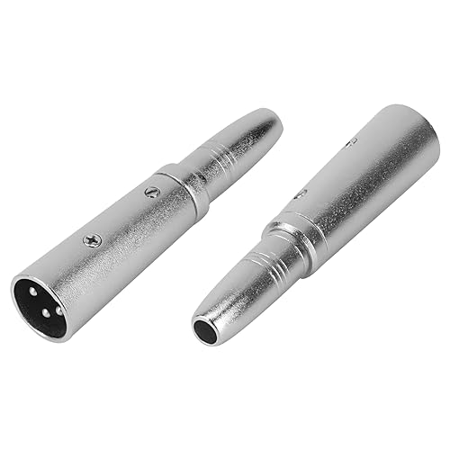GEEKRIA for Creators XLR-Stecker auf 1/4 Zoll (6,35 mm) TRS-Buchse, Mikrofonkabel-Adapter,kompatibel mit Shure MV7,SM58,SM57,PGA58,FIFINE K688,Behringer xm8500 Mikrofonkabelstecker(Silber, 2 Stück) von GEEKRIA