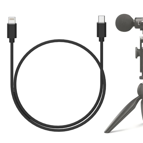 GEEKRIA für Entwickler, Micro-USB-auf-Lightning-Mikrofonkabel, 100 cm, kompatibel mit Shure MV88+, MV5, MV51, MVi, Ersatz-Mikrofonkabel (Schwarz) von GEEKRIA
