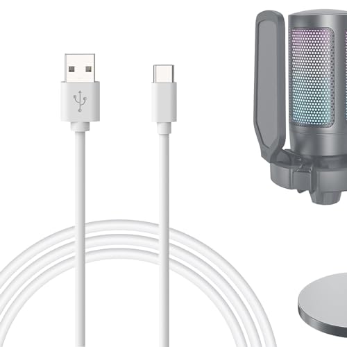 Geekria für Entwickler, USB-A- auf Typ-C-Mikrofonkabel, 3 m, kompatibel mit Fifine AmpliGame A6, HyperX QuadCast S, SoloCast, Logitech G Yeti GX, TONOR TC30-Mikrofonkabel (weiß) von GEEKRIA