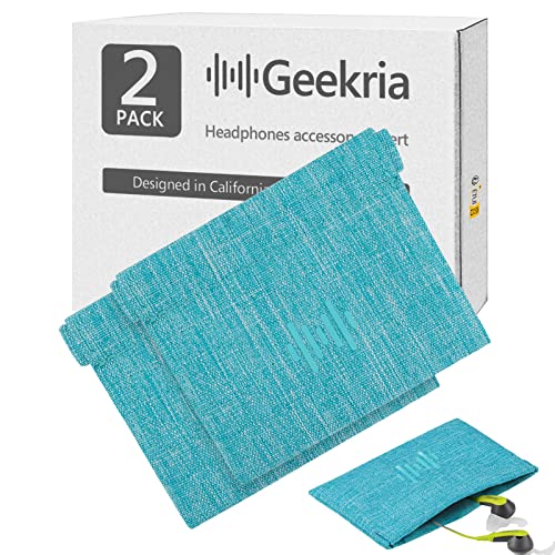 Geekria 2 Stück weiche, elastische Ohrhörer-Tasche/Kopfhörer-Tragetasche/Universal-Kopfhörer-Schutztasche/Tasche/Kopfhörer-Hülle/Münzgeldbörse/tragbare Reisetasche (blau) von GEEKRIA