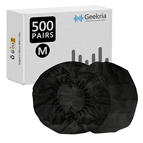 Geekria 500 Paar Einweg-Kopfhörer-Ohrpolster für Over-Ear-Headset, MRT-Headset-Ohrmuschel, dehnbare Sanitär-Ohrpolster, hygienischer Ohrpolsterschutz (M/Schwarz) von GEEKRIA