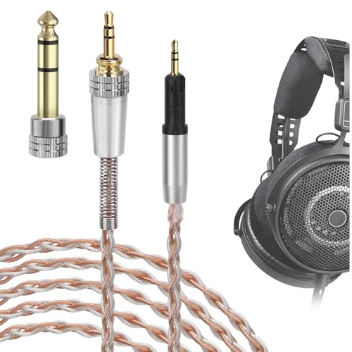 Geekria Apollo Versilbertes Upgrade-Audiokabel, kompatibel mit ATH-R50x Kopfhörern, 3,5 mm (1/8 Zoll), 6,35 mm (1/4 Zoll) auf 2,5 mm, Ersatz-Kopfhörerkabel für Desktop-Verstärker (2,5 m) von GEEKRIA