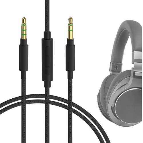 Geekria Audiokabel mit Mikrofon, kompatibel mit Audio-Technica ATH-M50xBT2, ATH-M20xBT, ATH-SR5-Kabel, 3,5 mm geflochtenes Nylon-Ersatz-Stereokabel mit Inline-Mikrofon (1,2 m) von GEEKRIA