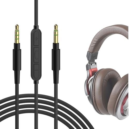 Geekria Audiokabel mit Mikrofon, kompatibel mit ATH ATH-M50xBT2 ATH-M20xBT ATH-SR5 Kopfhörerkabel, 3,5 mm auf 3,5 mm Ersatz-Stereo-Kabel mit Inline-Mikrofon (1,7 m) von GEEKRIA