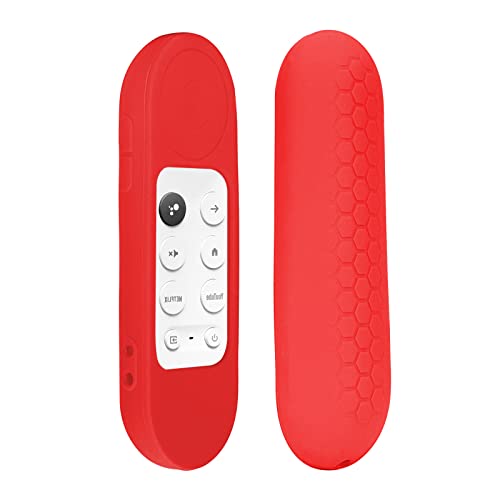 Geekria Chromecast Schutzhülle kompatibel mit Google TV HD 2022 Fernbedienung - Leichte rutschfeste stoßfeste Silikonhülle für Google TV 4K 2020 Fernbedienung mit Umhängeband (Rot) von GEEKRIA
