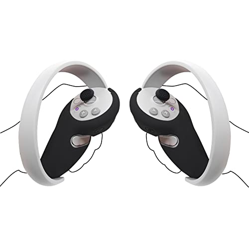Geekria Controller Grip Cover Zubehör Kompatibel mit Pico Neo 4, Virtual Reality Gaming Zubehör, weiche rutschfeste Silikonhülle mit VR Controller Silikon Rocker Cap Protector (Schwarz) von GEEKRIA
