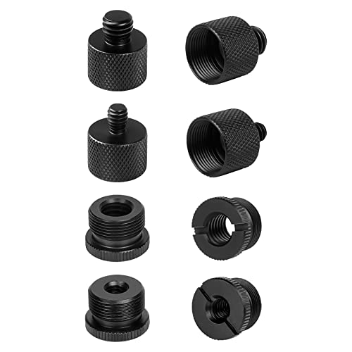 Geekria For Creators Mikrofon-Schraubadapter, 3/8 Stecker auf 5/8 Buchse, 1/4 Stecker auf 5/8 Buchse, 5/8 Stecker auf 3/8 Buchse,5/8 Stecker auf 1/4 Innengewinde-Adapter für Mikrofon (schwarz/8 Stück) von GEEKRIA