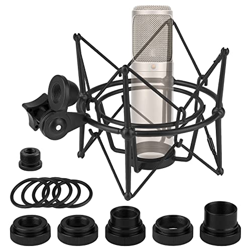 Geekria for Creators Mikrofon-Stoßdämpferhalterung, kompatibel mit Rode NT-USB, NT1-A, NT2-A, NT1000, NT2000, Procaster, K2, Mikrofon-Anti-Vibrations-Adapter, Mikrofonhalter-Clip (Schwarz/Metall) von GEEKRIA