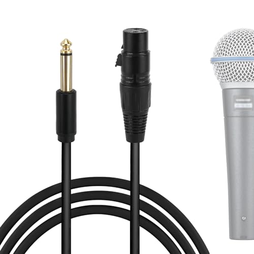 Geekria For Creators Mikrofonkabel 6,35 mm (1/4 Zoll) auf XLR-Buchse, 3 m, kompatibel mit Shure MV7X, SM57, SM7B, PGA48-QTR, PGA58-QTR, BETA 58A symmetrisches Mikrofonkabel (schwarz) von GEEKRIA