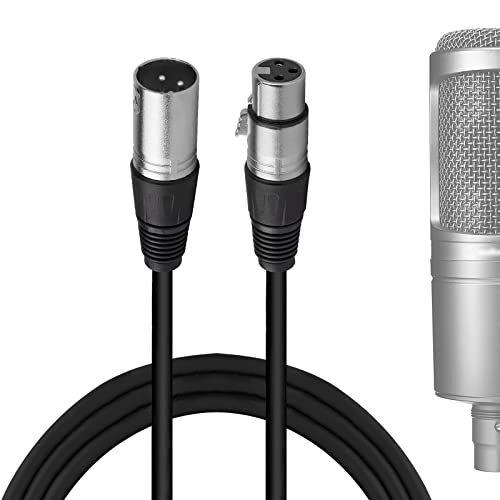 Geekria For Creators XLR Stecker auf XLR Buchse Mikrofonkabel 300 cm, kompatibel mit Audio-Technica ATH AT2020, AT2035, AT2021, AT2040, AT2005USB, ATR1500x symmetrisches Mikrofonkabel (Schwarz) von GEEKRIA
