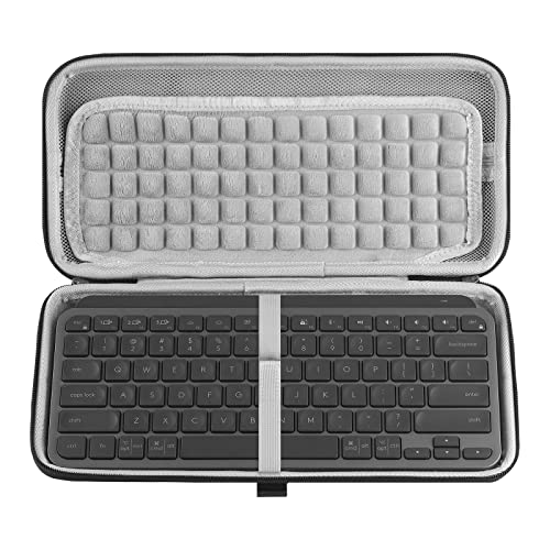 Geekria Hartschalen-Tastaturhülle, kompatibel mit Logitech MX Keys Mini Advanced Wireless Illuminated Tastatur Reisetragetasche (Grau) von GEEKRIA