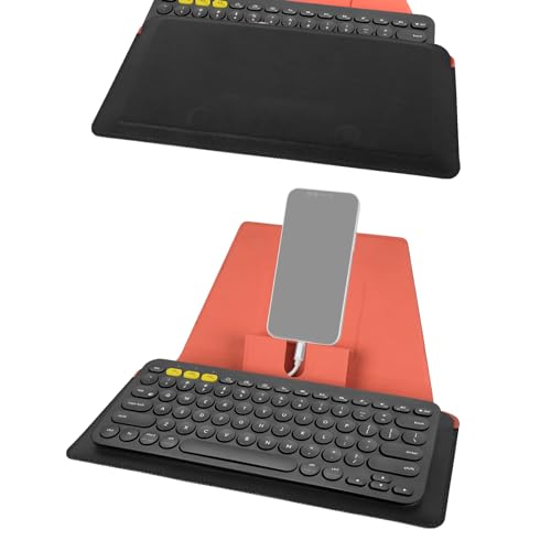 Geekria Kompakte Tastaturhülle mit Smartphone- und Tablet-Ständer, Tastaturabdeckung kompatibel mit Logitech K380 Wireless, Magic Keyboard, OMOTON Ultra-Slim Bluetooth-Tastaturauflage (Schwarz) von GEEKRIA