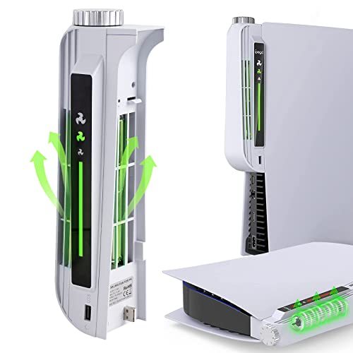 Geekria-Lüfter mit horizontaler und vertikaler Aufstellung, Kühlsystem mit 3-stufig einstellbarem Lüfter, LED-Anzeige und USB-Anschluss, kompatibel mit Playstation 5 Disc und Digital Edition-Konsole von GEEKRIA