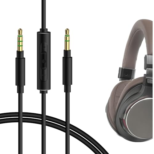 Geekria QuickFit Audio Kabel Kompatibel mit Audio-Technica ATH-M50xBT2, ATH-M20xBT, ATH-SR5, Pioneer HDJ-CX, 3.5mm AUX Ersatz-Stereokabel für Kopfhörer mit Inline-Mikrofon und Lautstärkeregler (1.2m) von GEEKRIA