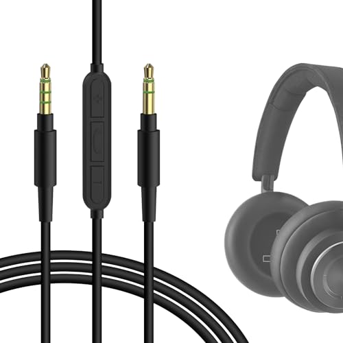 Geekria QuickFit Audio Kabel Kompatibel mit B&O H95, HX, Portal, H9i, H8i, H9, H7, H6 Kopfhörer, 3.5mm AUX Ersatz-Stereokabel für Kopfhörer mit Inline-Mikrofon und Lautstärkeregler (1.2m) von GEEKRIA