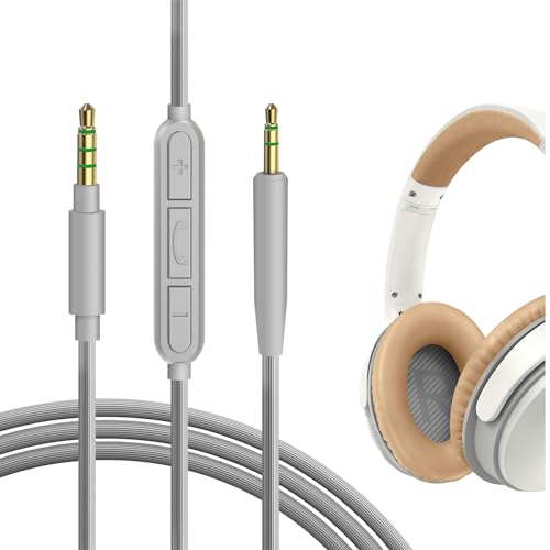 Geekria QuickFit Audio Kabel Kompatibel mit Bose SoundTrue Around-Ear II, SoundTrue, SoundLink II On-Ear Kopfhörer, 2.5mm AUX Ersatz-Stereokabel für Kopfhörer mit Inline-Mikrofon (1.2m) von GEEKRIA