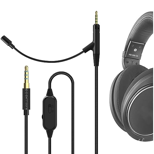 Geekria QuickFit Boom Mikrofon-Kopfhörer-Kabel für Gaming und Meeting, kompatibel mit Sennheiser HD598, HD598 SE, 2,5 mm Klinkenstecker, Ersatzkabel mit Galgenmikrofon und Lautstärkeregler (1,5 m) von GEEKRIA