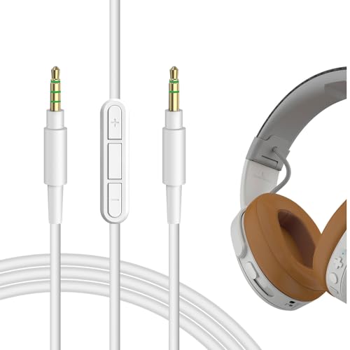 Geekria QuickFit Cable with Mic Replacement for Skullcandy Hesh, Hesh 2, Crusher, Grind Headphones/Audio Cord with Volume Control and Microphone(White) von GEEKRIA