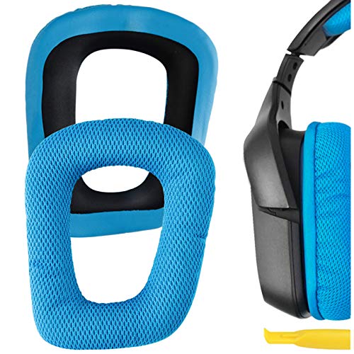 Geekria QuickFit Ersatz-Ohrpolster aus Netzgewebe für Logitech G930, G430, G432, G332, G35, F450 Kopfhörer, Ohrpolster, Headset-Ohrpolster, Ohrmuscheln, Reparaturteile (blau) von GEEKRIA