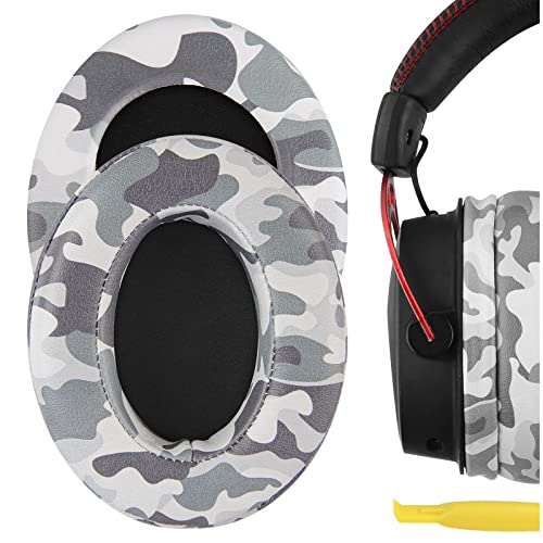 Geekria QuickFit Protein-Leder-Ersatz-Ohrpolster für HyperX Cloud II, 2, Mix, Alpha, Cloud Flight, Stinger, Revolver S Kopfhörer, Ohrpolster, Ohrmuscheln Reparaturteile (Camo) von GEEKRIA