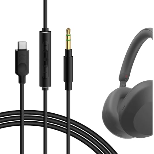 GEEKRIA QuickFit USB-C Digital to Audio Cable with Mic Replacement for MDR-1000X XB950BT WH1000XM2 /- Type-C Replacement Stereo Cord with Microphone and Volume Control (Black, 5.6ft) von GEEKRIA