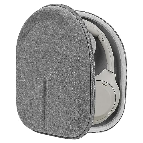 Geekria Shield Kopfhörer-Hülle, kompatibel mit Sony WH-1000XM5, WH-1000XM4, WH-XB900N, WH-XB910N Hülle, Ersatz-Hartschalen-Reisetasche mit Kabelaufbewahrung (Mikrofaser-Grau) von GEEKRIA