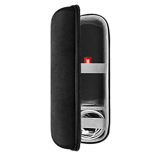 Geekria Shield Lautsprecherhülle kompatibel mit JBL Flip 6, Flip 5, Flip 4, Flip 3 Case Cover, Ersatz Hartschale Tragbarer Lautsprecher Schutzhülle Tragetasche mit Kabelaufbewahrung (Schwarz) von GEEKRIA