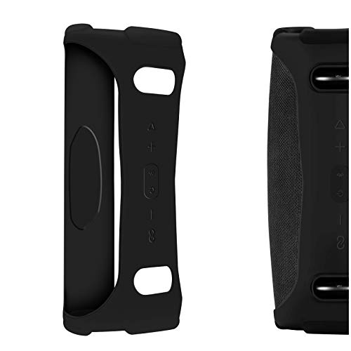 Geekria Silikon-Lautsprecher-Schutzhülle, kompatibel mit JBL Xtreme 3 Hülle, schützende wasserdichte weiche Haut, Ersatz-Bluetooth-Lautsprecher, Reise-Tragetasche mit Schlüsselanhänger-Haken (Schwarz) von GEEKRIA
