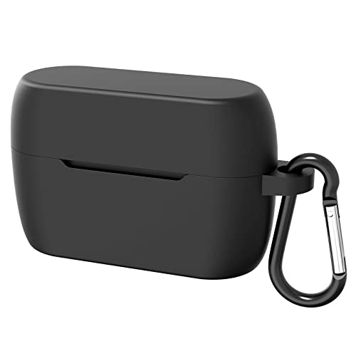 Geekria Silikon-Schutzhülle kompatibel mit Jabra Elite 85t True Wireless Ohrhörer, Kopfhörer-Skin Cover, Schutzhülle mit Schlüsselanhänger-Haken, Ladeanschluss zugänglich (schwarz) von GEEKRIA