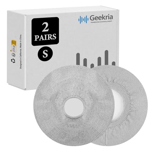 Geekria 2 Pairs Knit Fabric Headphones Ear Covers/Washable & Stretchable Sanitary Earcup Protectors for On-Ear Headset Ear Pads, Sweat Cover for Warm & Comfort (S/Grey) von GEEKRIA