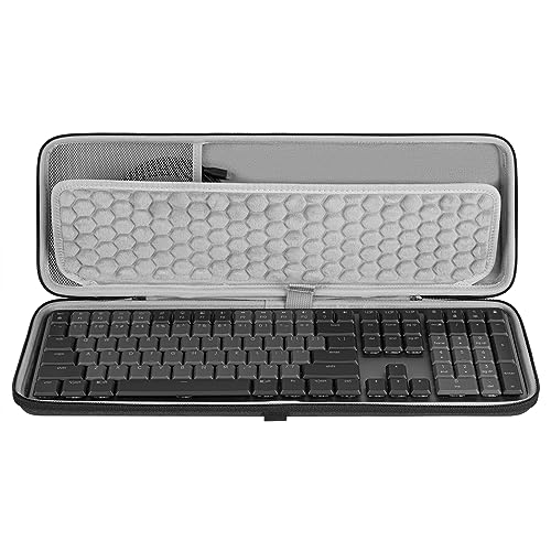 Geekria Tastaturhülle in voller Größe, Hartschalen-Reisetasche für 104 Tasten, Computer-Tastatur, kompatibel mit Logitech MX mechanischer kabelloser beleuchteter Performance-Tastatur (Grau) von GEEKRIA