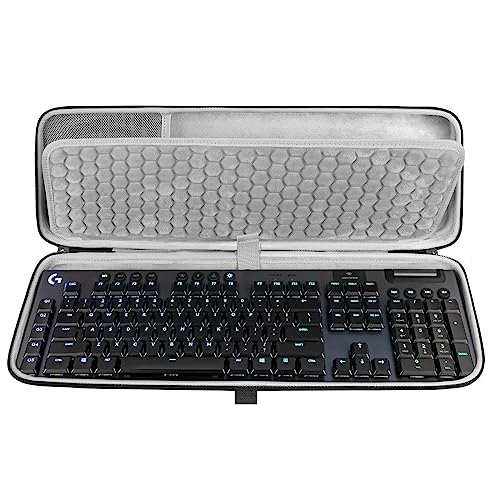 Geekria Tastaturhülle in voller Größe, Hartschalen-Reisetasche für 108 Tasten, Computer-mechanische Gaming-Tastatur, kompatibel mit Logitech G915 kabelloser mechanischer Gaming-Tastatur (grau) von GEEKRIA