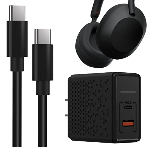 Geekria Typ-C-Schnellladeadapter und Kabel, kompatibel mit Sony WH-1000XM5 1000XM4 1000XM3 XB910N XB900N CH710N CH510 Kopfhörer, USB-C auf USB-C Ersatz-Netzladekabel (100 cm) von GEEKRIA