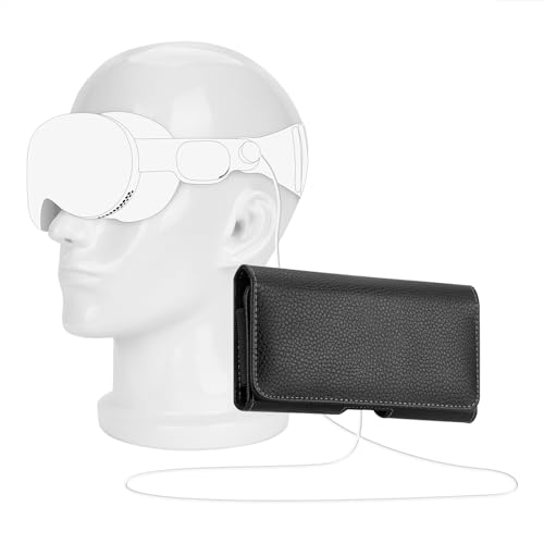 Geekria VR-Gehäuse für Externe Akkus, kompatibel mit Vision Pro, tragbares Akku-Holster, Powerbank-Gürtelclip aus veganem Leder, verlängert die Spielzeit des VR-Headsets (schwarz) von GEEKRIA