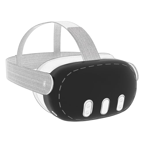 Geekria VR-Headset-Schutzhülle aus Silikon,kompatibel mit Meta Quest 3,leichtes und langlebiges Zubehör für die Vorderseitenabdeckung,rutschfeste,kratzfeste Hülle,umfassender Schutz für VR (schwarz) von GEEKRIA