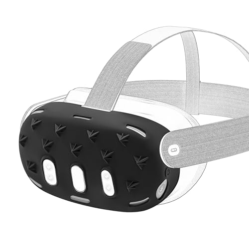 Geekria VR-Headset-Silikon-Schutzhülle,kompatibel mit Meta Quest 3,leichtes und langlebiges Zubehör für die Vorderseitenabdeckung, dreidimensionales 3D-Design,rutschfeste,Kratzfeste Hülle (schwarz) von GEEKRIA