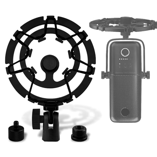 Geekria for Creators Mikrofon Shock Mount kompatibel mit Wave: 1, Wave: 3, Mic Anti-Vibration Suspension Adapter Clamp Mic Holder Clip (Metall/Schwarz) von GEEKRIA