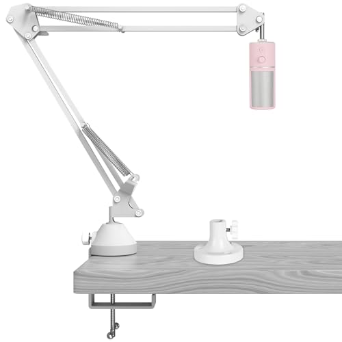 Geekria for Creators Mikrofonarm, kompatibel mit Razer Seiren V3 Chroma, V3 Mini, X, Mini-Mikrofonarm mit Tischflanschhalterung, Aufhängungsständer, Mikrofon-Scherenarm, Schreibtischhalterung (weiß) von GEEKRIA