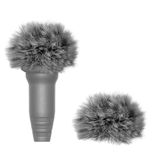 Geekria for Creators Pelziger Windschutz für Mikrofone mit 0,3 Zoll (8 mm) Durchmesser, Mic DeadCat Windschutz Muff, Windbuster, Fluff Cover Windschutz kompatibel mit Sennheiser ME2 (Grau /2er-Pack) von GEEKRIA