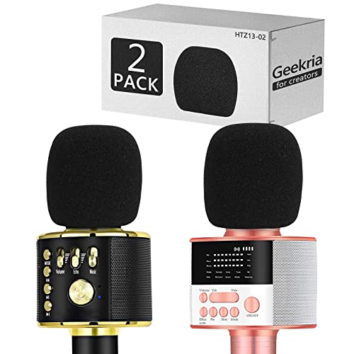 Geekria for Creators Schaumstoff-Windschutz, kompatibel mit Bonaok Q36, Q37, Q78, D10, drahtloses Bluetooth-Karaoke-Mikrofon, Antipop-Schaumstoffabdeckung, Mikrofon-Windschutz (schwarz/2 Stück) von GEEKRIA