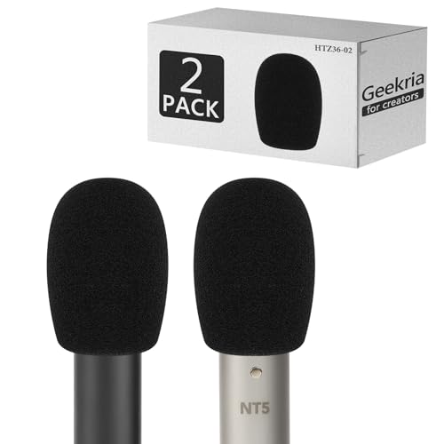 Geekria for Creators Schaumstoff-Windschutz, kompatibel mit RODE M5, NT5, NT6, NT55 Mikrofon, Antipop-Schaumstoff-Abdeckung, Mikrofon-Windschutz, Schwammschaumfilter (schwarz / 2 Stück) von GEEKRIA