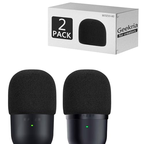 Geekria for Creators Schaumstoff-Windschutz, kompatibel mit Razer Seiren Mini, Seiren V3 Mini-Mikrofon, Antipop-Schaumstoffabdeckung, Mikrofon-Windschutz, Schwammschaumfilter (schwarz / 2er-Pack) von GEEKRIA