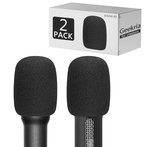 Geekria for Creators Schaumstoff-Windschutz für Mikrofone mit 0,3 Zoll (8 mm) Durchmesser, Antipop-Schaumstoff-Abdeckung, Schwammschaumfilter,kompatibel mit Sennheiser ME 2,ME 2-II (Schwarz / 2 Pack) von GEEKRIA