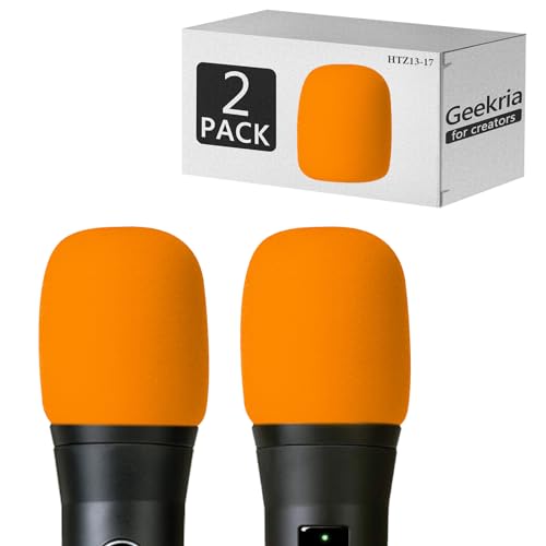 GEEKRIA for Creators Schaumstoff-Windschutzscheibe, kompatibel mit AKG P2, P3S, P5i, C5, D5, D7, DMS100, DMS300 Mikrofon-Anti-Pop-Windschutzscheibe, Mikrofon-Windschutz, Schaumstoff-Filter, Orange, 2 von GEEKRIA